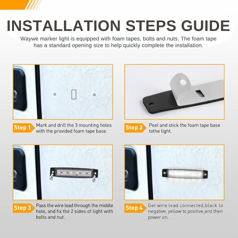 Waywe 3.8Inch Side Marker Light 10PCS 6LED White Trailer Camper Clearance Marine Boat Navigation Port Starboard Indicator Lights for 12V DC Kayak Sailboat Yacht Truck RV