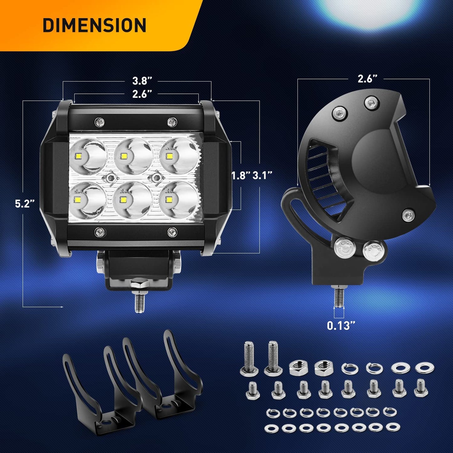 Waywe LED Light Bar 2 PCS 4 Inch 18W LED Spot Light Pods 1260lm LED Fog Lights Off Road light Driving Lamp for truck Jeep atv