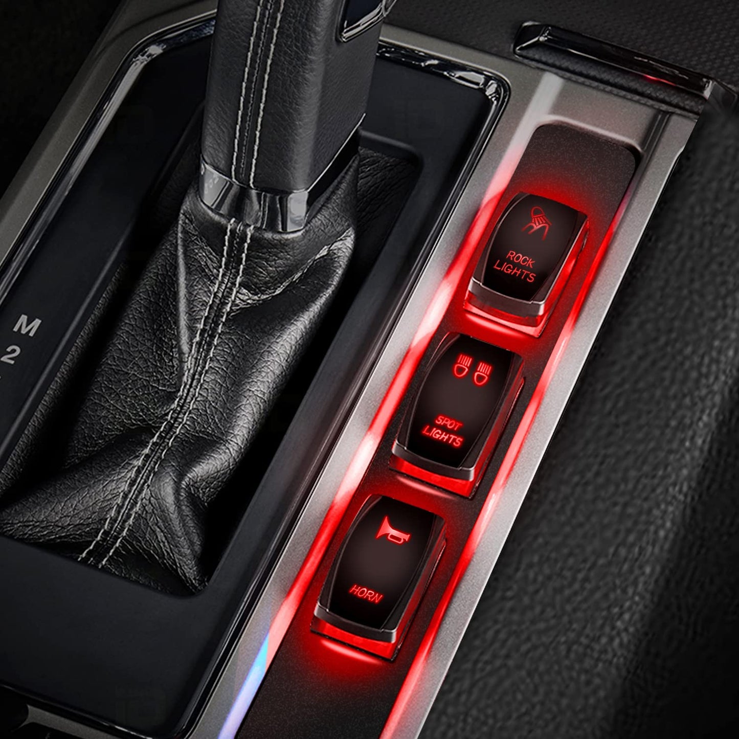 Waywe Rock Lights Rocker Switch Led Light Bar Switch 5Pin Laser On Off SPST switches 20A 12V 10A 24V Switch Red with Jumper Wires Set for Cars Trucks RVs