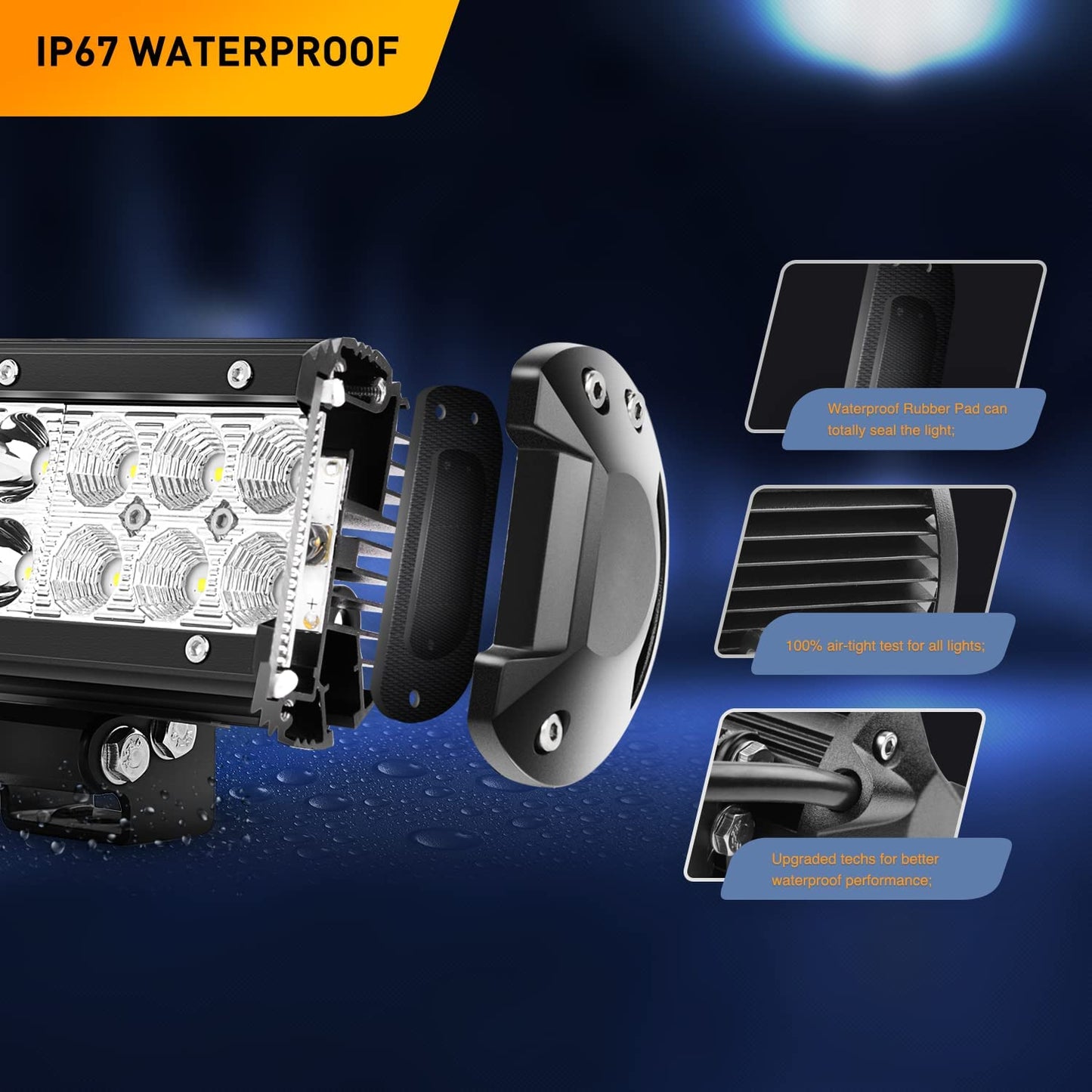 Waywe Led Light Bar 12 Inch 72W Spot Flood Combo Lights Working Light Off Road Led Lamp Driving Lights for Truck Pickup SUV ATV