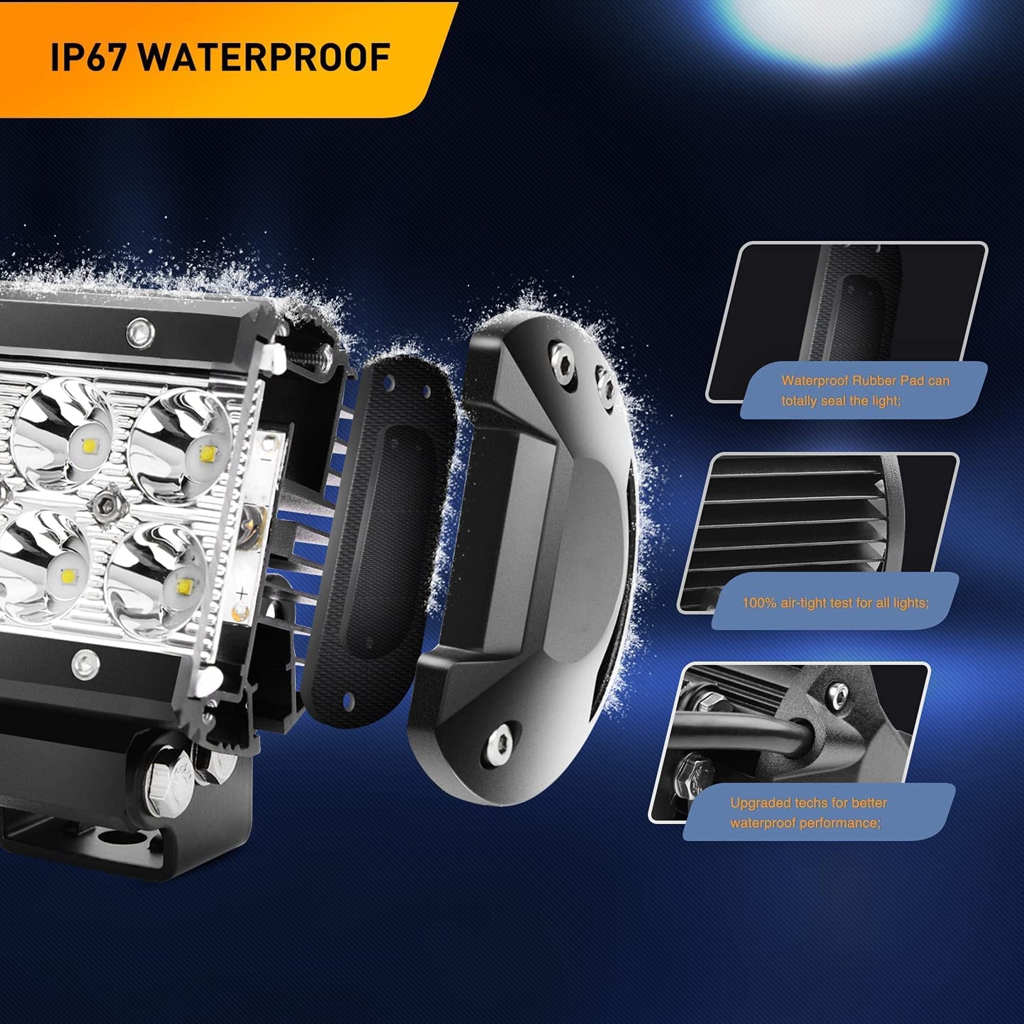 Waywe 20 Inch 126W Combo Led Light Bar 4PCS 4Inch 18W Spot LED Pods