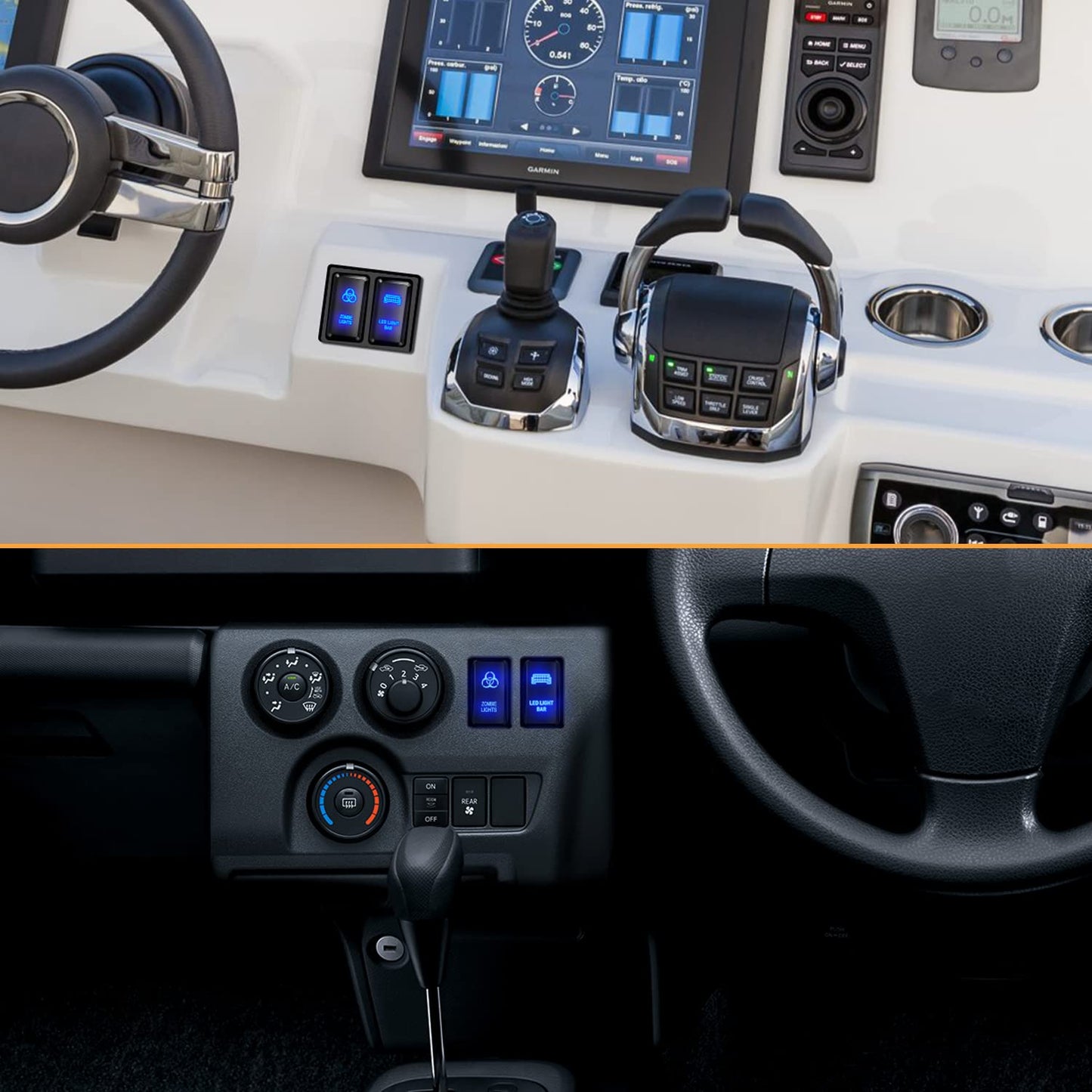 Waywe Zombie Lights Push Button Switch 12V ON Off Switches with Connector Wire Kit 1.54" x 0.83" Replacement for Toyota Tacoma Tundra 4Runner FJ Cruiser Hilux Fortuner