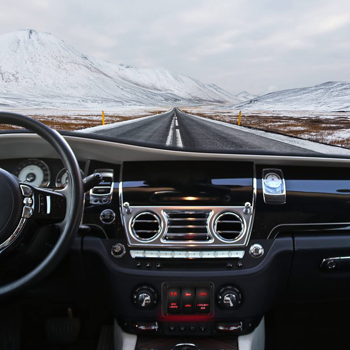 Waywe LED Light Bar Rocker Switch 5Pin Laser On Off Lights 20A 12V 10A 24V Switches Red Jumper Wires Set for Jeep Boat Trucks