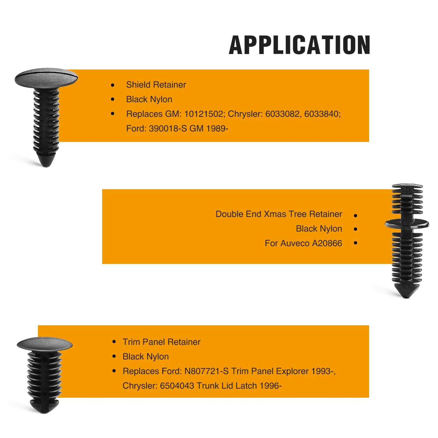 Waywe 146 Pcs Nylon Bumper Shield Retainer & Double End Xmas Tree Retainers Retaining Clips