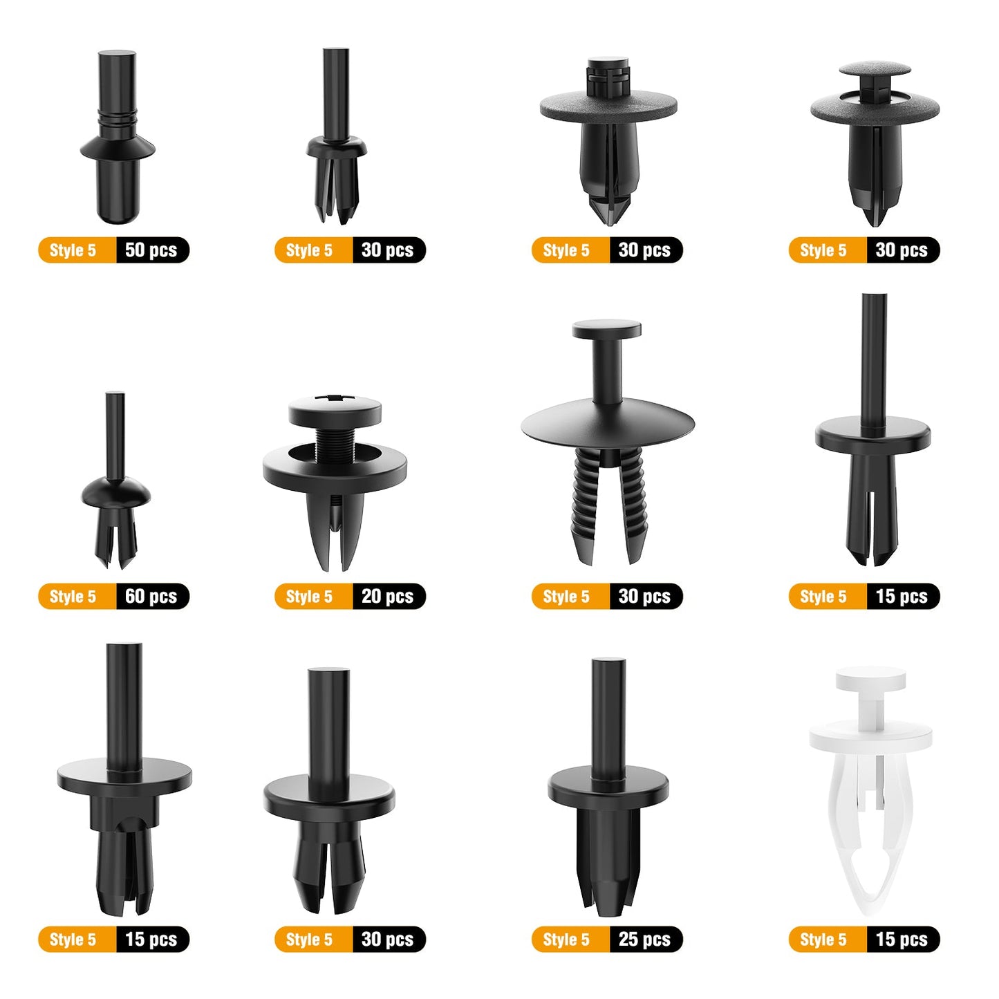 Waywe 380 Pcs Car Automotive Push Pin Rivet with Fastener Remover Trim Clips