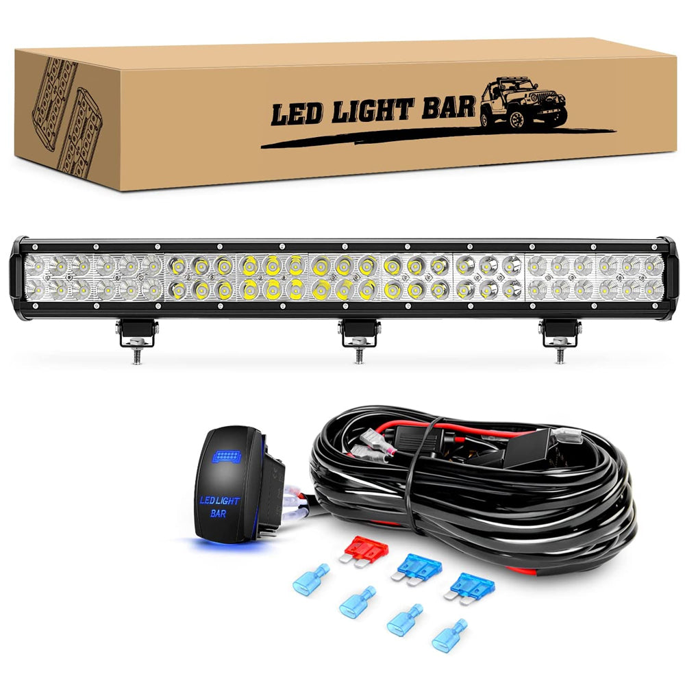 25 Inch 162W Led Light Bar Spot Flood Combo with 12V 5Pin Rocker Switch