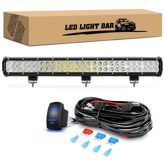 25 Inch 162W Led Light Bar Spot Flood Combo with 12V 5Pin Rocker Switch