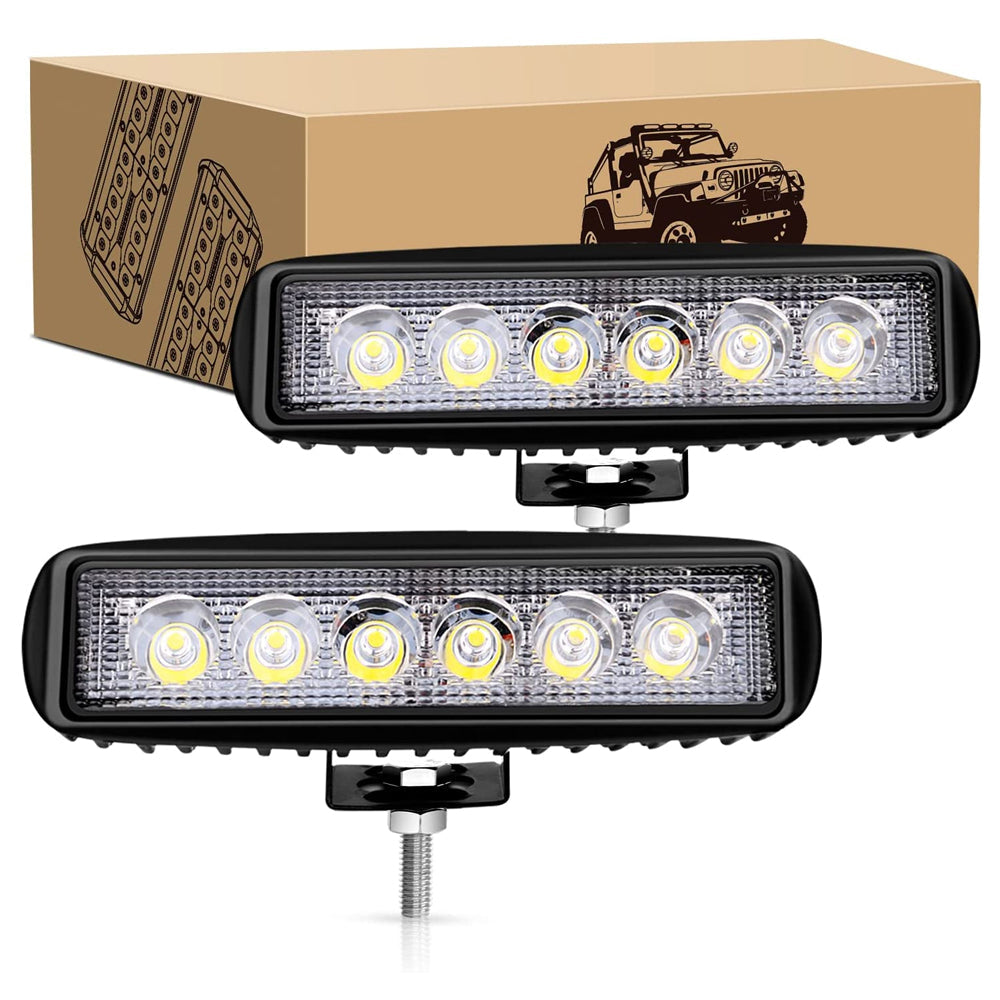 Waywe 2 PCS 18w Spot Led Light Bar Work Light Pods Off Road Driving Light Fog Light Reverse Lights for Truck Truck Boat Jeep Bumper SUV ATV (Spot Fog Lamp)
