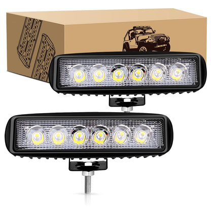 Waywe 2 PCS 18w Spot Led Light Bar Work Light Pods Off Road Driving Light Fog Light Reverse Lights for Truck Truck Boat Jeep Bumper SUV ATV (Spot Fog Lamp)