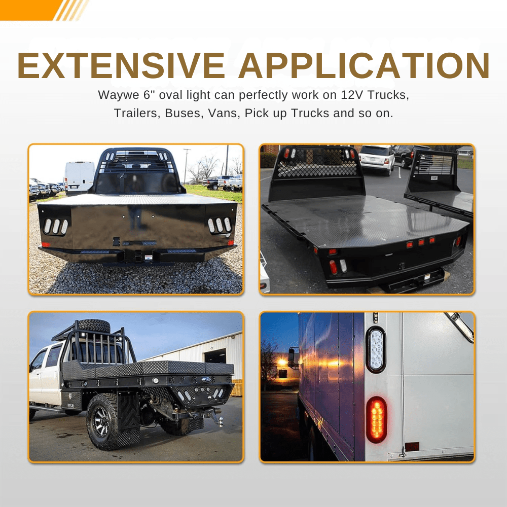 Waywe 6Inch Oval Trailer Tail Light 4PCS 10LED White Reverse Back Up Lights w/Surface Mount Grommets Plugs IP67 Waterproof for Truck RV Tractor