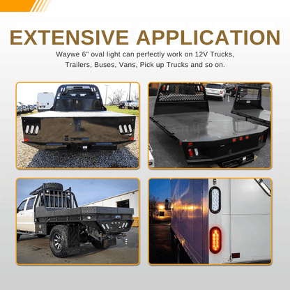 Waywe 6Inch Oval Trailer Tail Light 4PCS 10LED White Reverse Back Up Lights w/Surface Mount Grommets Plugs IP67 Waterproof for Truck RV Tractor