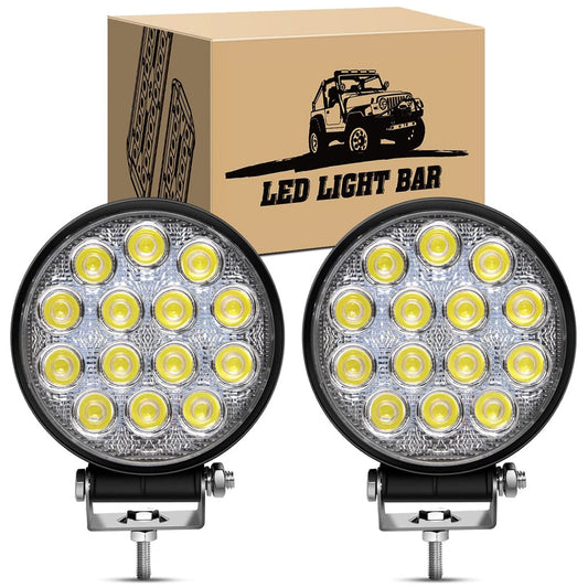 Waywe 2 PCS 4.5Inch 42W Led Round Lights Off Road led Flood Light 4200LM Driving Roof Pods Lamp Bumper Lights Work Light Led Fog Lights for Trucks Tractor ATV