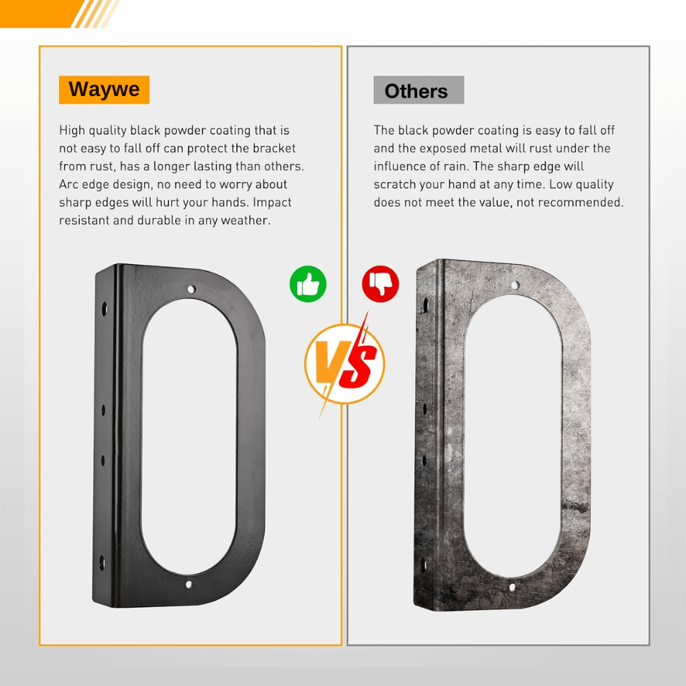 Waywe 6Inch Oval Trailer Tail Light 2PCS 10LED Red Stop Brake Turn Signals Lights w/Surface Mount Grommets Plugs Mounting Brackets IP67 Waterproof for Truck RV Tractor