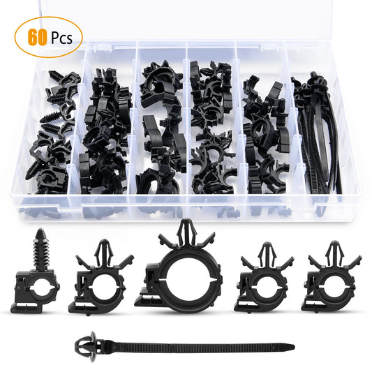 Waywe 60 Pcs Car Wire Loom Routing Clips Assortment For Honda GM Mazda