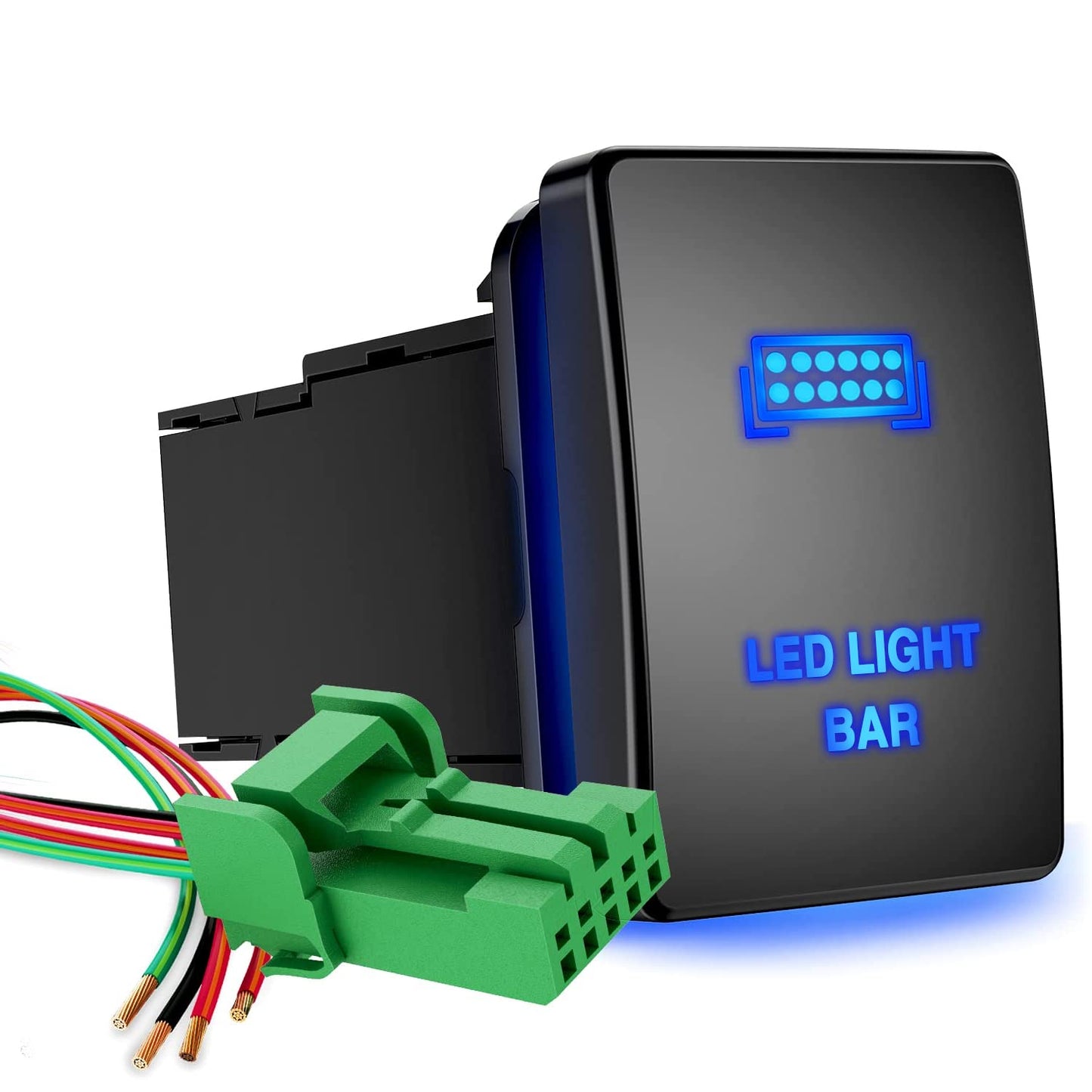 Waywe LED Light BAR Push Button Switch 12V ON Off Switches with Connector Wire Kit 1.28" x 0.87" Replacement for Toyota Sequoia Highlander Tacoma Tundra 4Runner RAVR Yaris