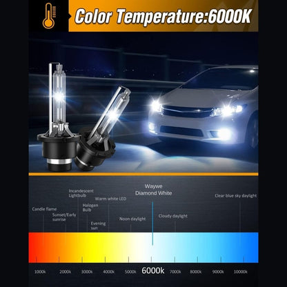 Waywe D4S HID Bulbs -35w low beam headlight bulbs Replacement for 12v cars,6000k cool white-2pcs