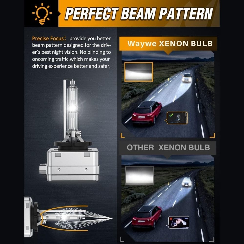 Waywe D1S HID Headlight Bulb,35W Xenon Headlight Bulbs Brighter than Halogen Bulbs High Low Beam Replacement-2pcs
