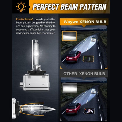 Waywe D1S HID Headlight Bulb,35W Xenon Headlight Bulbs Brighter than Halogen Bulbs High Low Beam Replacement-2pcs