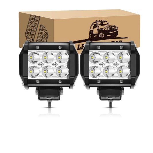 Waywe LED Light Bar 2 PCS 4 Inch 18W LED Spot Light Pods 1260lm LED Fog Lights Off Road light Driving Lamp for truck Jeep atv