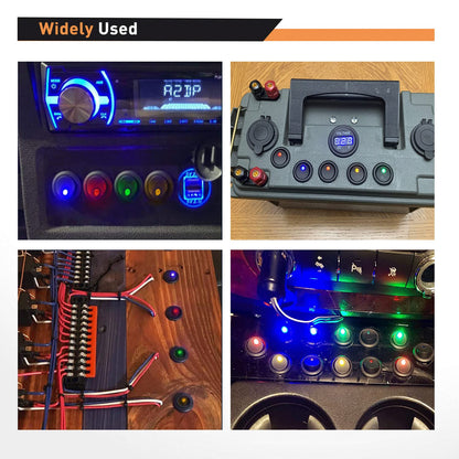 Waywe 12PCS Round Toggle LED Switch DC 12V 20A Rocker SPST Switch On Off Control Blue Green Yellow Red for Cars Trucks Boats RVs