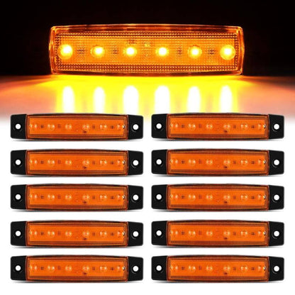 Waywe 3.8Inch Side Marker Light 10PCS 6LED Amber Trailer Camper Clearance Marine Boat Navigation Port Starboard Indicator Lights for 12V DC Kayak Sailboat Yacht Truck RV