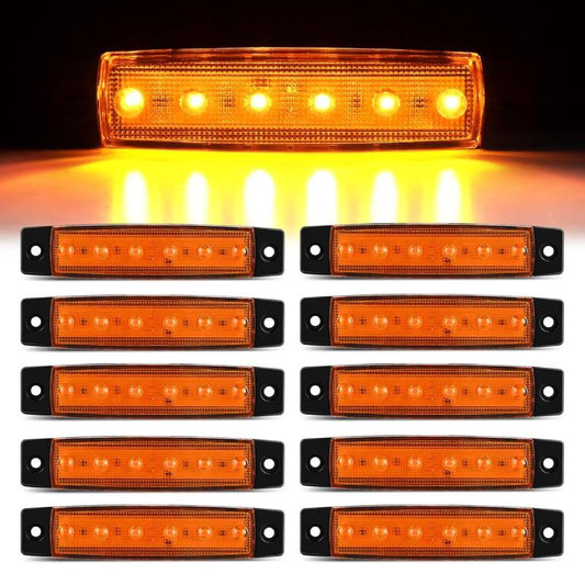 Waywe 3.8Inch Side Marker Light 10PCS 6LED Amber Trailer Camper Clearance Marine Boat Navigation Port Starboard Indicator Lights for 12V DC Kayak Sailboat Yacht Truck RV