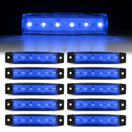 Waywe 3.8Inch Side Marker Light 10PCS 6LED Blue Trailer Camper Clearance Marine Boat Navigation Port Starboard Indicator Lights for 12V DC Kayak Sailboat Yacht Truck RV