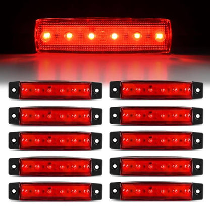 Waywe 3.8Inch Side Marker Light 10PCS 6LED Red Trailer Camper Clearance Marine Boat Navigation Port Starboard Indicator Lights for 12V DC Kayak Sailboat Yacht Truck RV