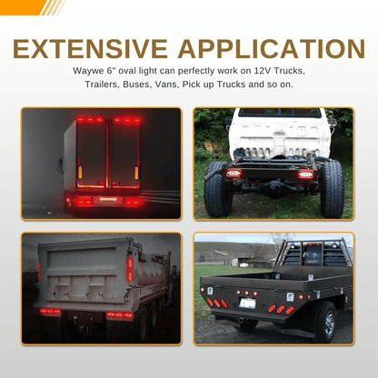 Waywe 6Inch Oval Trailer Tail Light 2PCS 10LED Red Stop Brake Turn Signals Lights w/Surface Mount Grommets Plugs IP67 Waterproof for Truck RV Tractor