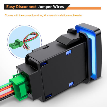 Waywe Zombie Lights Push Button Switch 12V ON Off Switches with Connector Wire Kit 1.54" x 0.83" Replacement for Toyota Tacoma Tundra 4Runner FJ Cruiser Hilux Fortuner