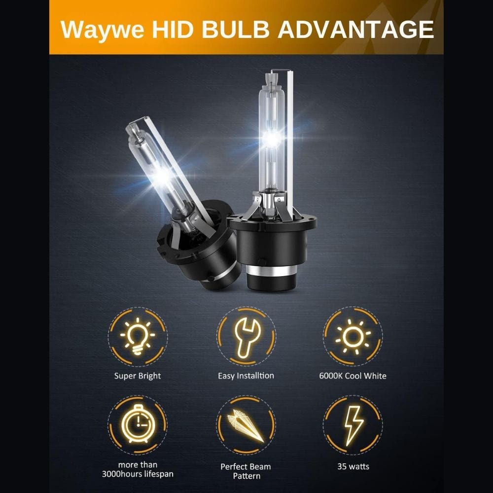 Waywe D2S Hid Bulbs, Low Beam Xenon Headlight Bulb 6000k Diamond White 35w Replacement d2s bulb -2pcs