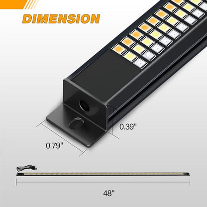 Waywe Truck Tailgate Light Strip 48" Aluminum Frame led bar Triple Row Tail Lighing Sequential Amber Turn Signal Strobe Red Running Brake White Reverse