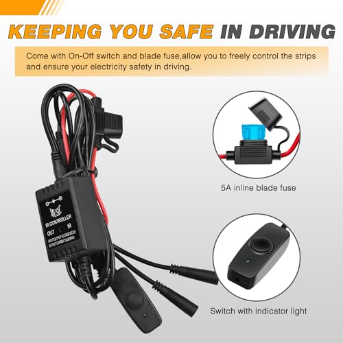 Waywe RGB Truck Bed Light Strip 3PCS 60" 270 LEDs Neon Accent Lighting with RF Remote On/Off Switch Splitter Extension Cable for 12 V Car Cargo Pickup SUV RV Boat