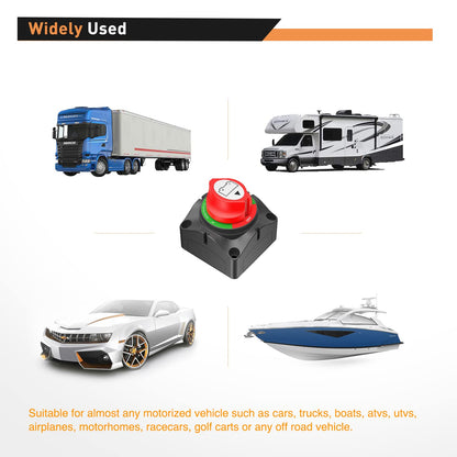 Waywe 1-2-Both-Off Battery Switch 12V 48V Disconnect Master Cutoff Switches Waterproof Heavy Duty Isolator for Marine Boat Car RV ATV UTV Vehicle
