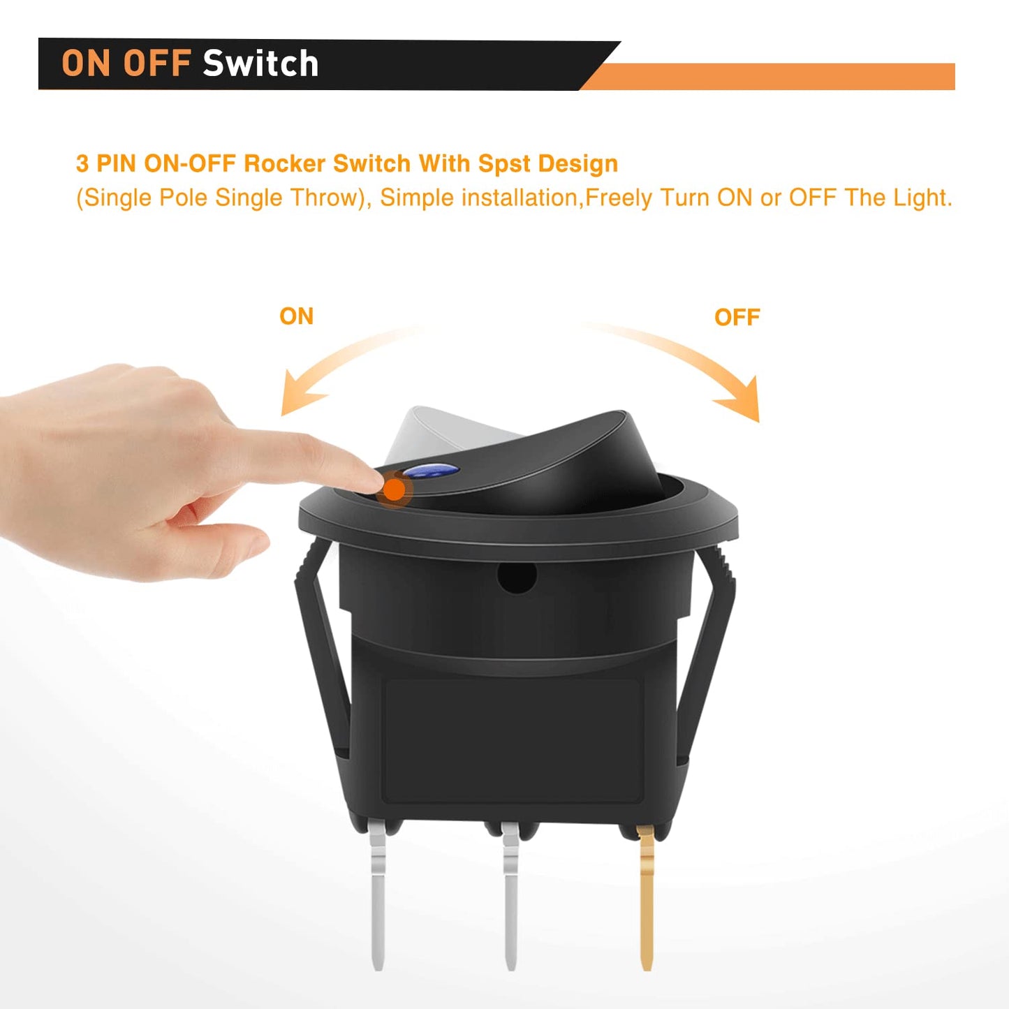 Waywe 12PCS Round Toggle LED Switch DC 12V 20A Rocker SPST Switch On Off Control Blue Green Yellow Red for Cars Trucks Boats RVs