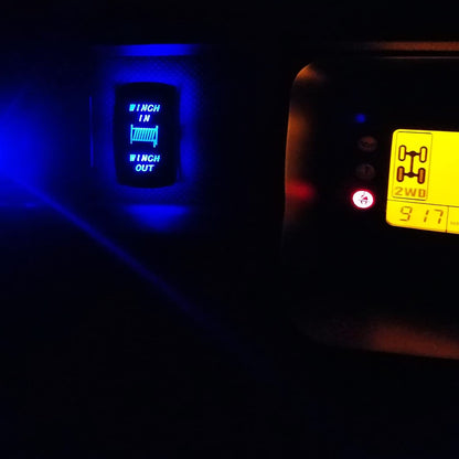 Waywe Winch Rocker Switch Momentary Toggle Switch ON Off ON Switch DPDT 7Pin 12V 24V Switch Jumper Wires Winch in Out Switch Blue for Cars Trucks Caravans Boats