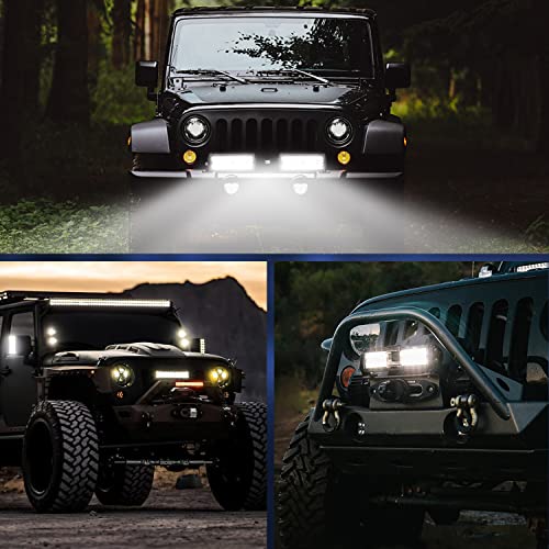 Waywe LED Light Pods 2PCS 36W 6.5Inch LED Light Bar Flood LED Fog Lights Off Road Light Driving Light with 16AWG Wiring Harness-2 Leads for Truck Golf Cart SUV ATV UTV Boat