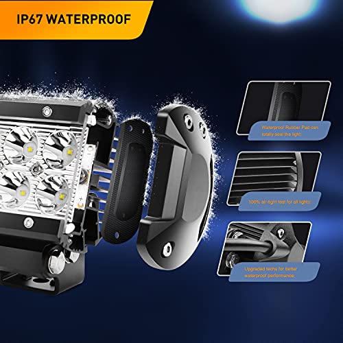 Waywe 2PCS 18W LED Pods Spot Light Bar Fog Light Driving Lighting with 12V 5Pin Rocker Switch Off Road Wiring Harness-2 Leads for Truck Golf Cart SUV ATV UTV Boat