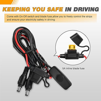 Waywe Truck Bed Light Strip 3PCS 60" 270 LEDs White Lighting Waterproof for 12 Volt Car Cargo Pickup SUV RV Boat, On/Off Switch Blade Fuse Splitter Cable