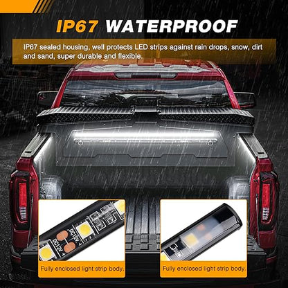 Waywe Truck Bed Light Strip 3PCS 60" 270 LEDs White Lighting Waterproof for 12 Volt Car Cargo Pickup SUV RV Boat, On/Off Switch Blade Fuse Splitter Cable