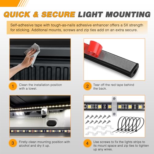 Waywe RGB Truck Bed Light Strip 3PCS 60" 270 LEDs Neon Accent Lighting with RF Remote On/Off Switch Splitter Extension Cable for 12 V Car Cargo Pickup SUV RV Boat