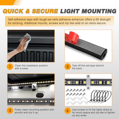 Waywe RGB Truck Bed Light Strip 3PCS 60" 270 LEDs Neon Accent Lighting with RF Remote On/Off Switch Splitter Extension Cable for 12 V Car Cargo Pickup SUV RV Boat