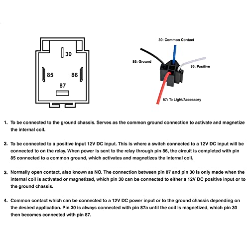 Waywe 6 Pack 30A Fuse Relay Car Truck Socket kit 12V Switch Harness Set 4 Pin SPST Automotive 14 AWG Hot Wires Auto Switches Starters Set