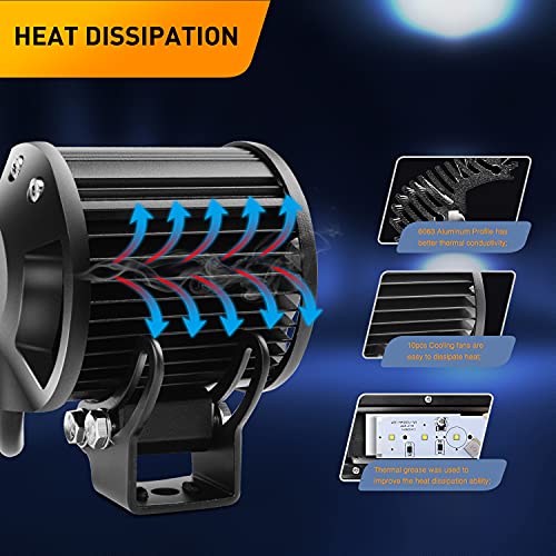 Waywe 4PCS 18W LED Pods Spot Light Bar Fog Light Driving Lighting with 16AWG Off Road Wiring Harness-4 Leads for Truck Golf Cart SUV ATV UTV Boat