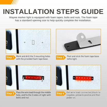 Waywe 3.8Inch Side Marker Light 10PCS 6LED Red Trailer Camper Clearance Marine Boat Navigation Port Starboard Indicator Lights for 12V DC Kayak Sailboat Yacht Truck RV