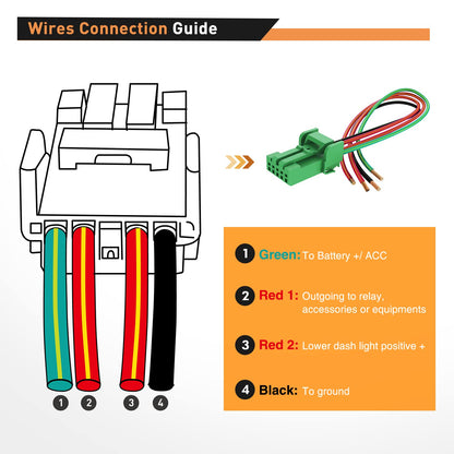 Waywe LED Light BAR Push Button Switch 12V ON Off Switches with Connector Wire Kit 1.28" x 0.87" Replacement for Toyota Sequoia Highlander Tacoma Tundra 4Runner RAVR Yaris