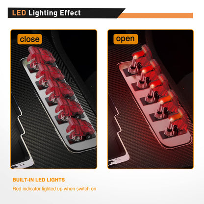 Waywe 5PCS 12V LED Toggle Switch Heavy Duty 20A SPST ON Off 3 Pin Rocker Switches for Automotive Cars Trucks Boats Racking Cars,Red