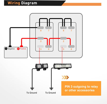 Waywe 2 Gang Rocker Switch Panel LED Light Bar Switch Rear Lights Switch 12 24V DC Blue Switches 5Pin ON Off Pre-Wired Toggle Switch Panel for Cars ATVs UTVs