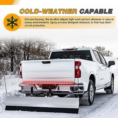 Waywe 60" Truck Tailgate Light Bar 5 Function 264 LED Strip Double Row Universal for Pickup with Red Running Brake Turn Signals White Reverse Lights