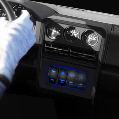 Waywe Rear Lights Rocker Switch Led Light Bar Switch 5Pin Laser On Off switches Blue 20A 12V 10A 24V Switch with Jumper Wires Set for Cars Trucks RVs